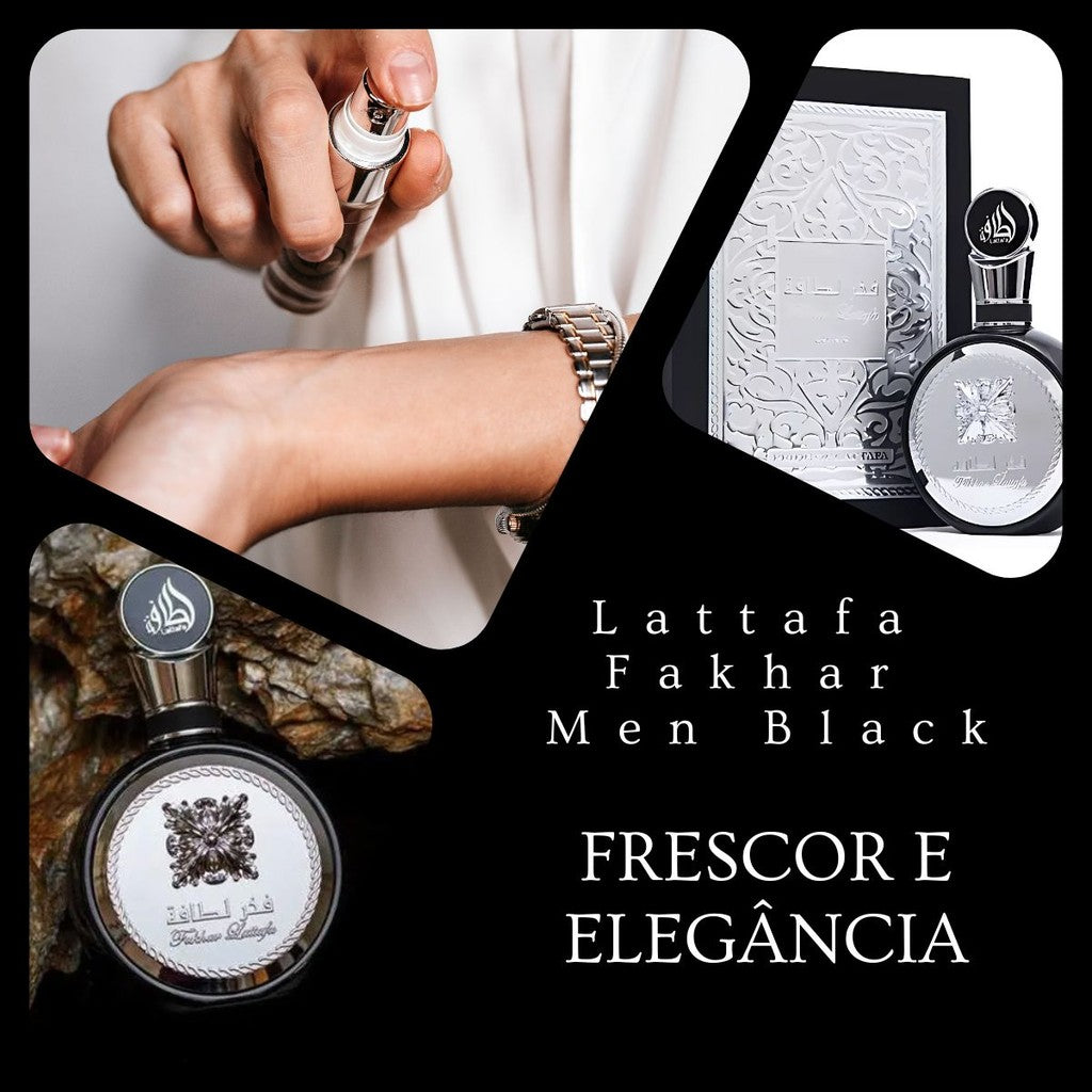 Perfume Árabe Lattafa Fakhar Men Black 100ml EDP Masculino - Alta fixação