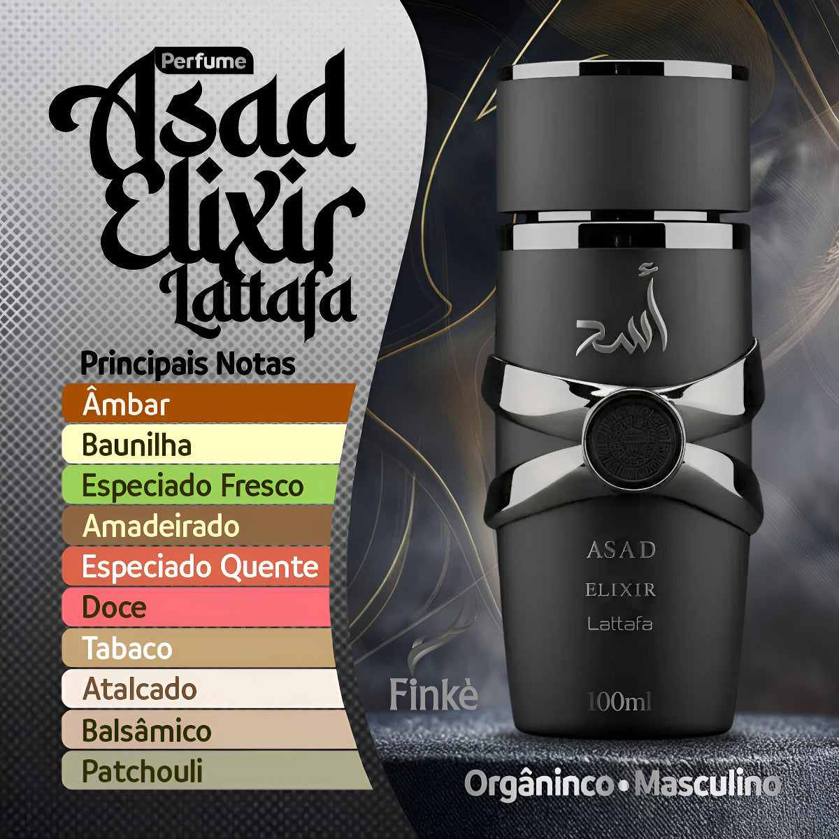 Perfume Arabe Asad Elixir Masculino 100 ml Eau de Parfum