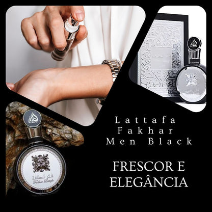 Perfume Árabe Lattafa Fakhar Men Black 100ml EDP Masculino - Alta fixação